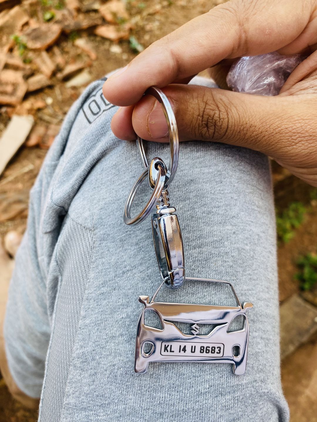 Customer photo review of Personalised Number Plate Car Keychain