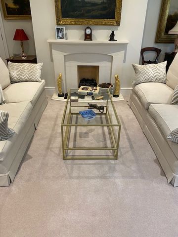 Customer photo review of Glass Metal Coffee Table Matte Gold Frame