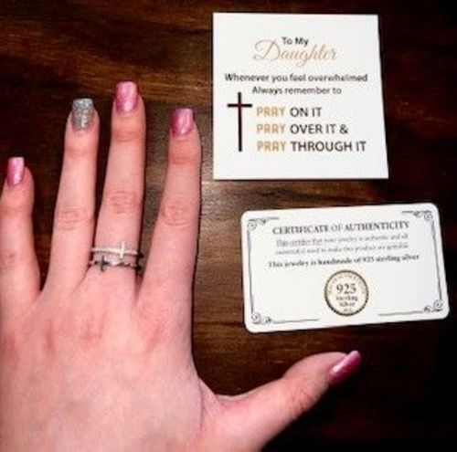 Customer photo review of PRAY THROUGH IT TWIN BAND CROSS RING-BRING JOY AND BEAUTY