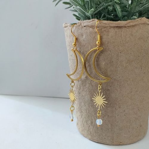 Customer photo review of Brass Moon Connectors - Raw Brass Moon Pendant and Necklace - Brass Moon Earring Connectors - 2 Holes - 21.28x6.1x1.07mm - PP2709
