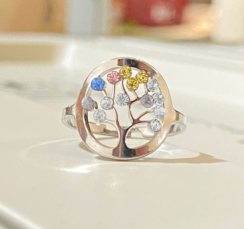 Customer photo review of FAMILY TREE BIRTHSTONE RING-YOU ARE THE FAMILY ROOT