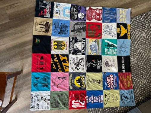 T-shirt quilt with theater arts, performing arts themes by Tammy from NJ