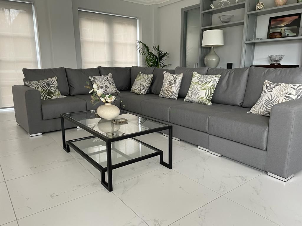 Customer photo review of Glass Metal Coffee Table