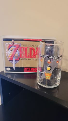 Customer photo review of NEW! “It's Dangerous To Go Alone” Zelda Link 16oz glass