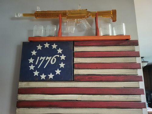 Customer photo review of AR-15 Glass Decanter with 2nd Amendment Whiskey Glasses