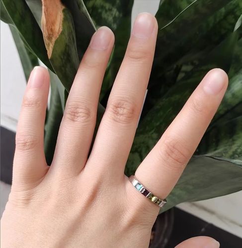Customer photo review of SQUARE BIRTHSTONE RING-MOMS CAN KEEP THEIR KIDS CLOSE