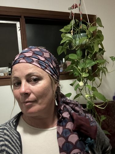 Customer photo review of Dusky Rose natural dye scarf