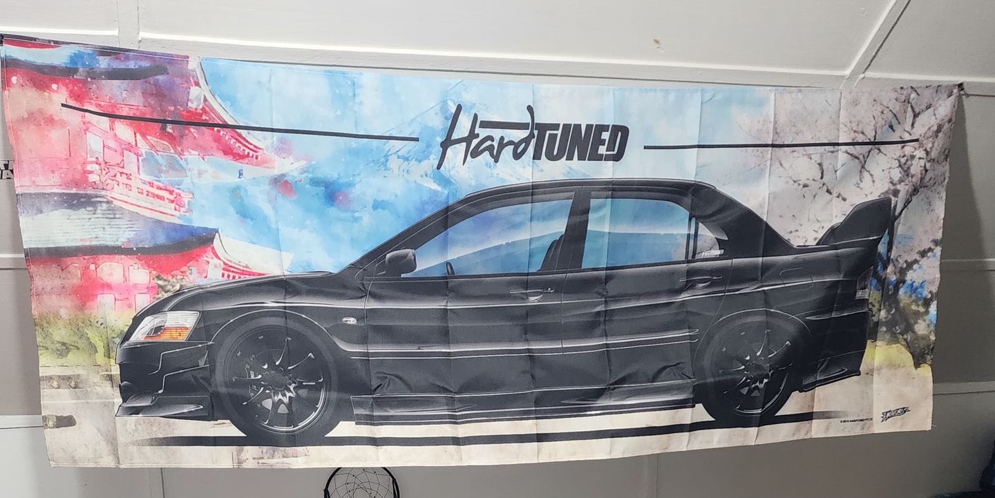 Customer photo review of Mitsubishi Evolution 9 Workshop Flag