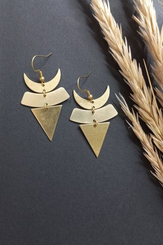 Customer photo review of Brass Moon Connectors - Raw Brass Moon Pendant and Necklace - Brass Moon Earring Connectors - 2 Holes - 21.28x6.1x1.07mm - PP2709