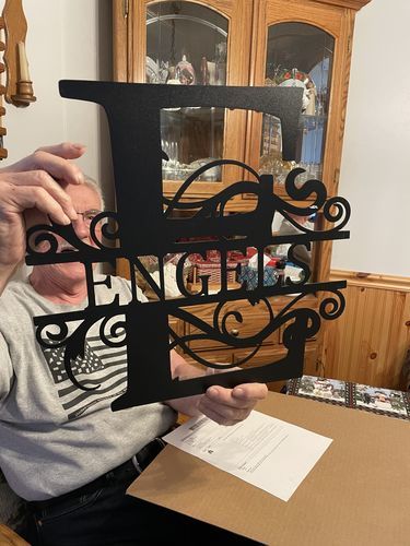 Customer photo review of Metal Split Letter Monogram | Custom Metal Monogram Signs