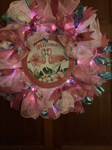 Customer photo review of 15"Wire,25"Oad-Pencil Work Wreath X18 Ties, Pink XX750422