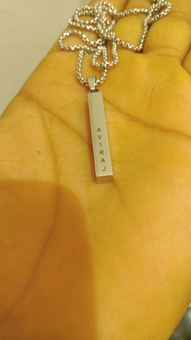 Customer photo review of Personalised Cuboid Locket for Men