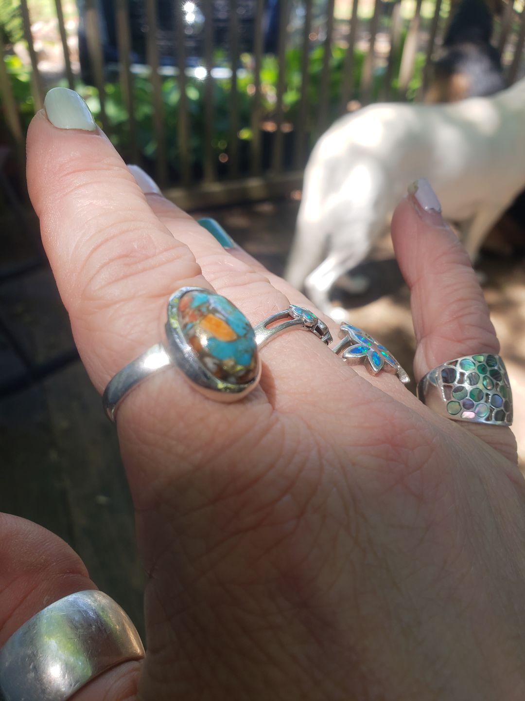 Customer photo review of Oyster Copper Turquoise Ring Sterling Silver