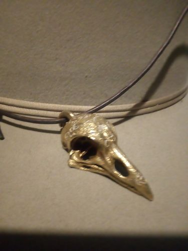 Customer photo review of Raven Skull Pendant