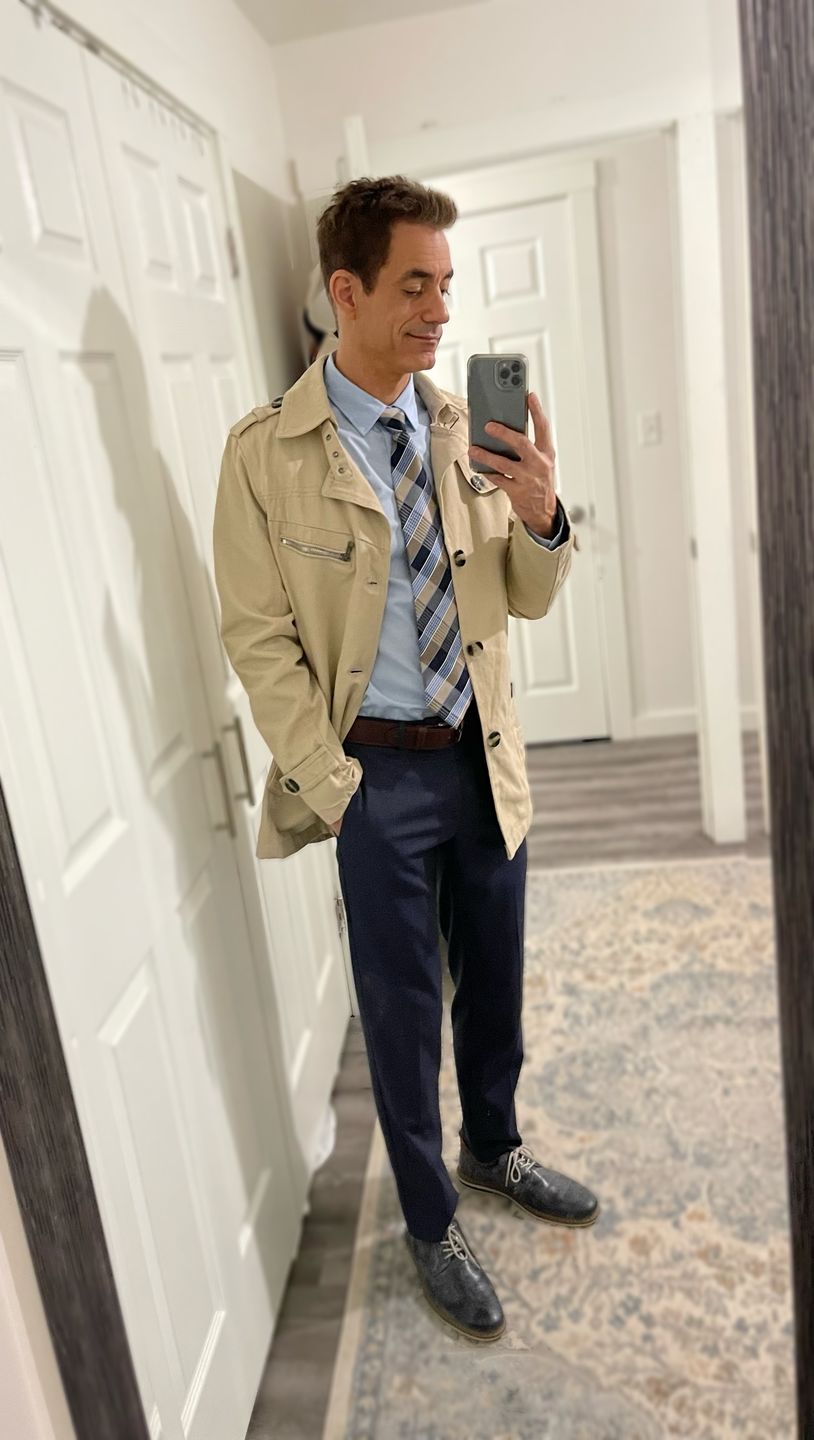 Customer photo review of Long Line Chino Coat