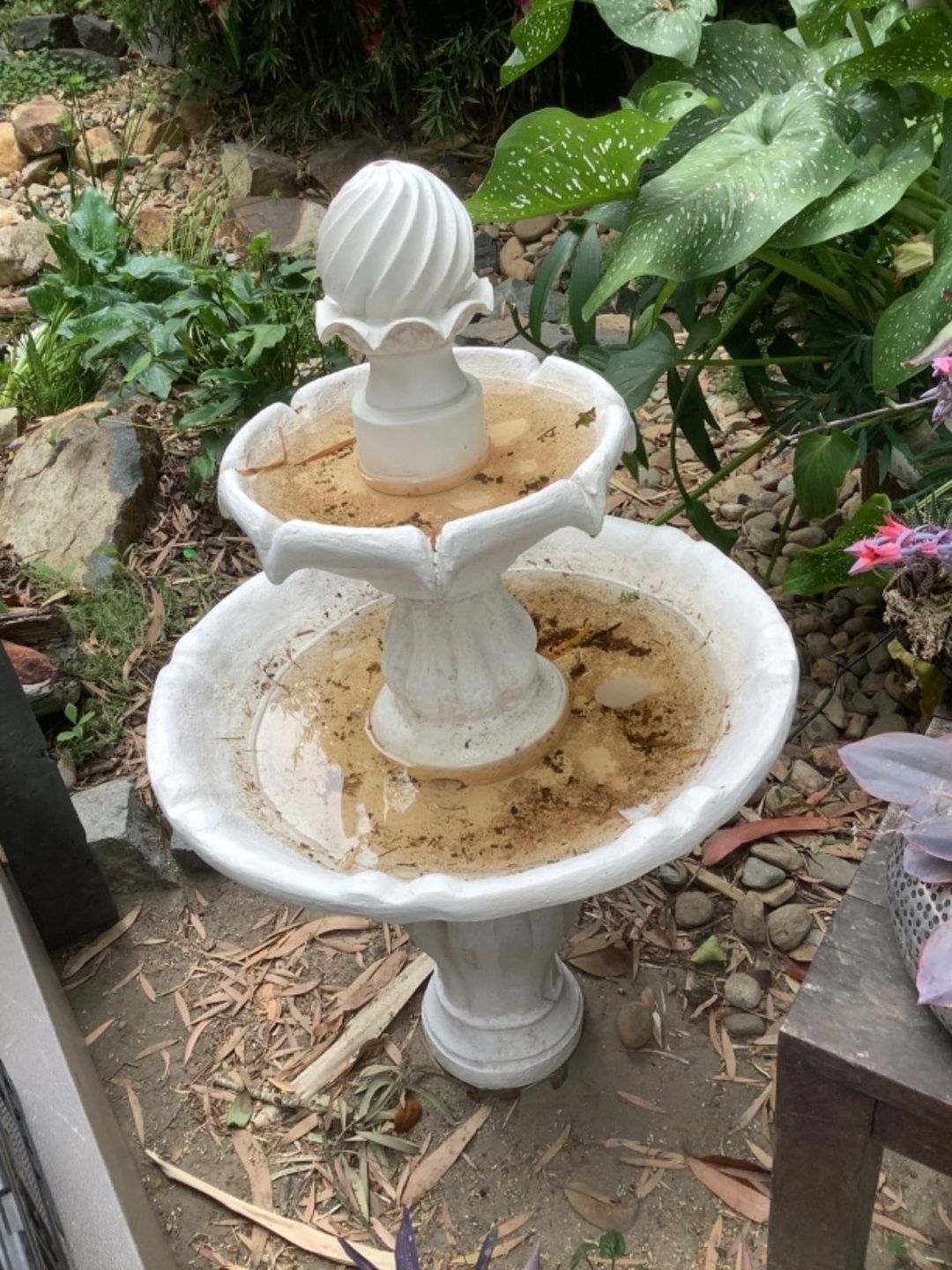 Customer photo review of Solar Powered Ivory 3-Tier Water Fountain - 90cm