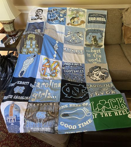 T-shirt quilt featuring university of north carolina tar heels by Mary Ann from NC