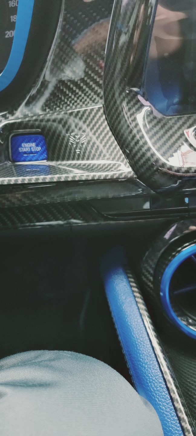 Customer photo review of CARBON FIBER PUSH START BUTTON COVER WITH LIGHT CUT OUT (BLACK/RED/BLUE) for 2016-2023- CAMARO/2014-2019 C7 CORVETTE