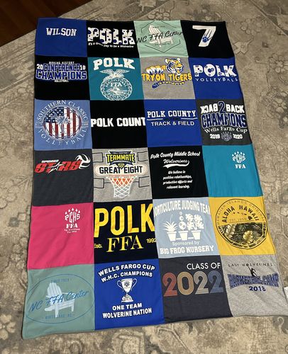 T-shirt quilt featuring polk county track & field, tryon tigers volleyball by Jennifer from SC