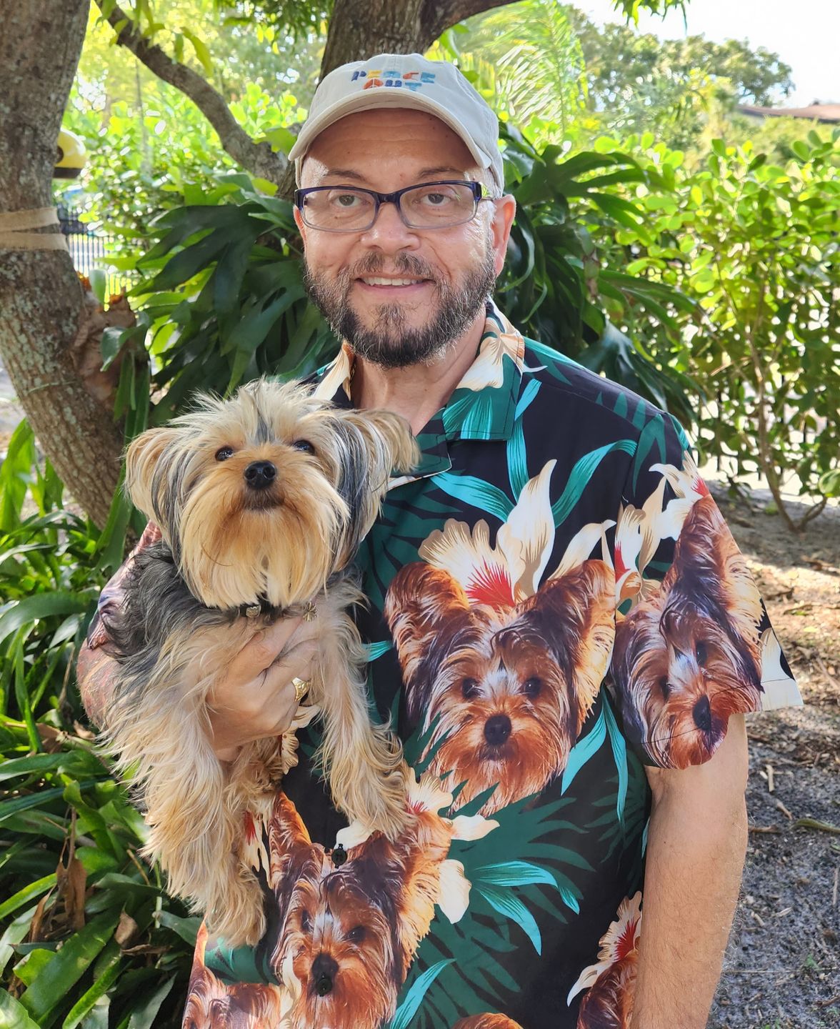 Customer photo review of Custom Leaves & Flowers Pattern Short-Sleeve Hawaiian Shirt (Dark Green Color)