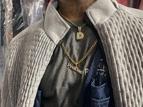 Customer photo review of Frosty Initial Bling Necklace '18k Gold Plated'