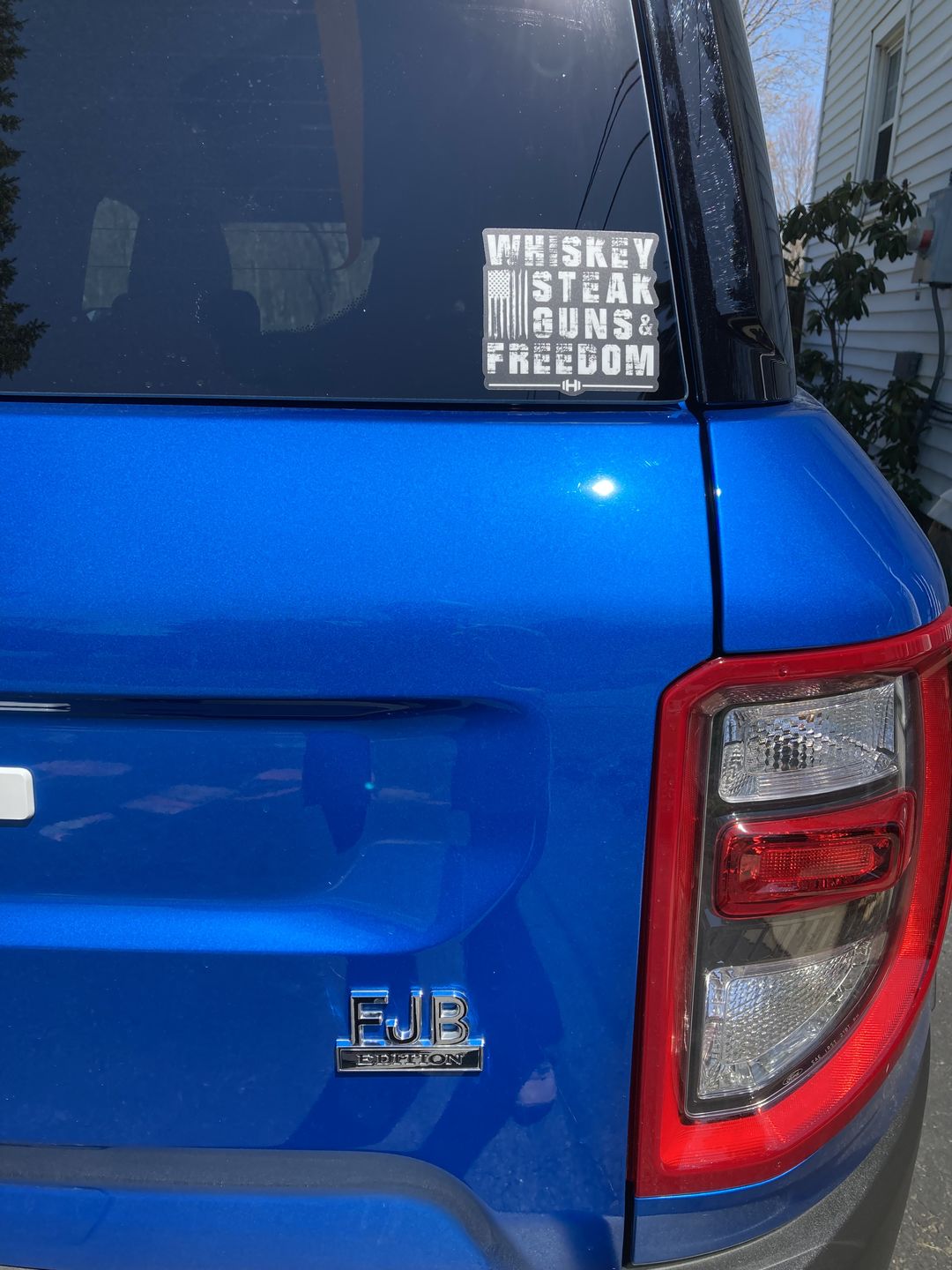 Customer photo review of Whiskey Steak Freedom Decal
