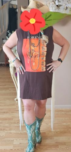 Customer photo review of Western Print Fringed T-shirt Dress