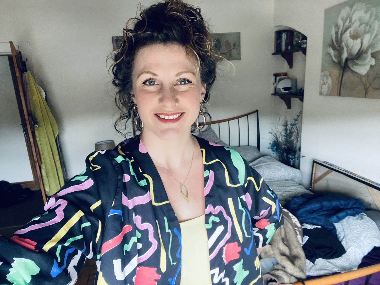 Customer photo review of Black Scribble Cropped Swing Jacket