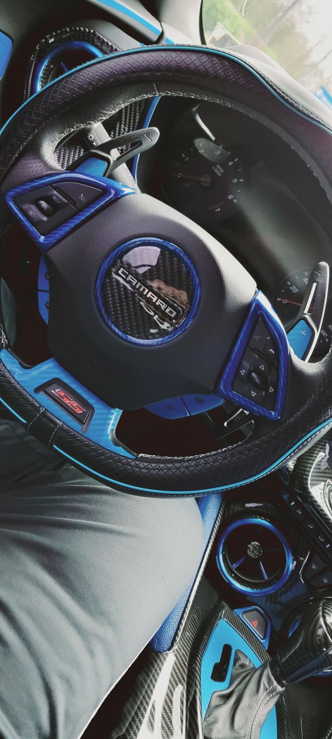 Customer photo review of Steering Wheel Full Chrome Delete Cover For 2016-2023 6th Gen Chevy Camaro