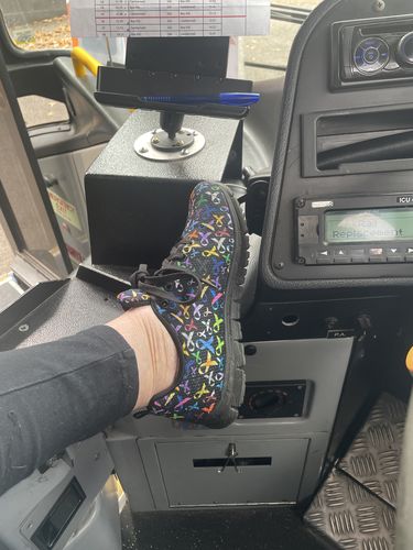 Customer photo review of All Cancer Awareness Pattern Print Black Sneakers