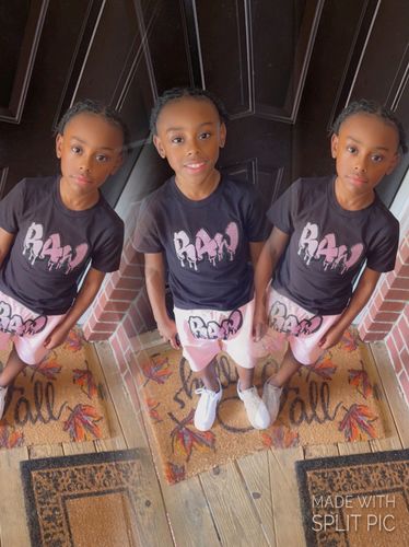 Customer photo review of Kids RAW Drip Pink Bling Crew Neck T-Shirts and Cotton Shorts Set