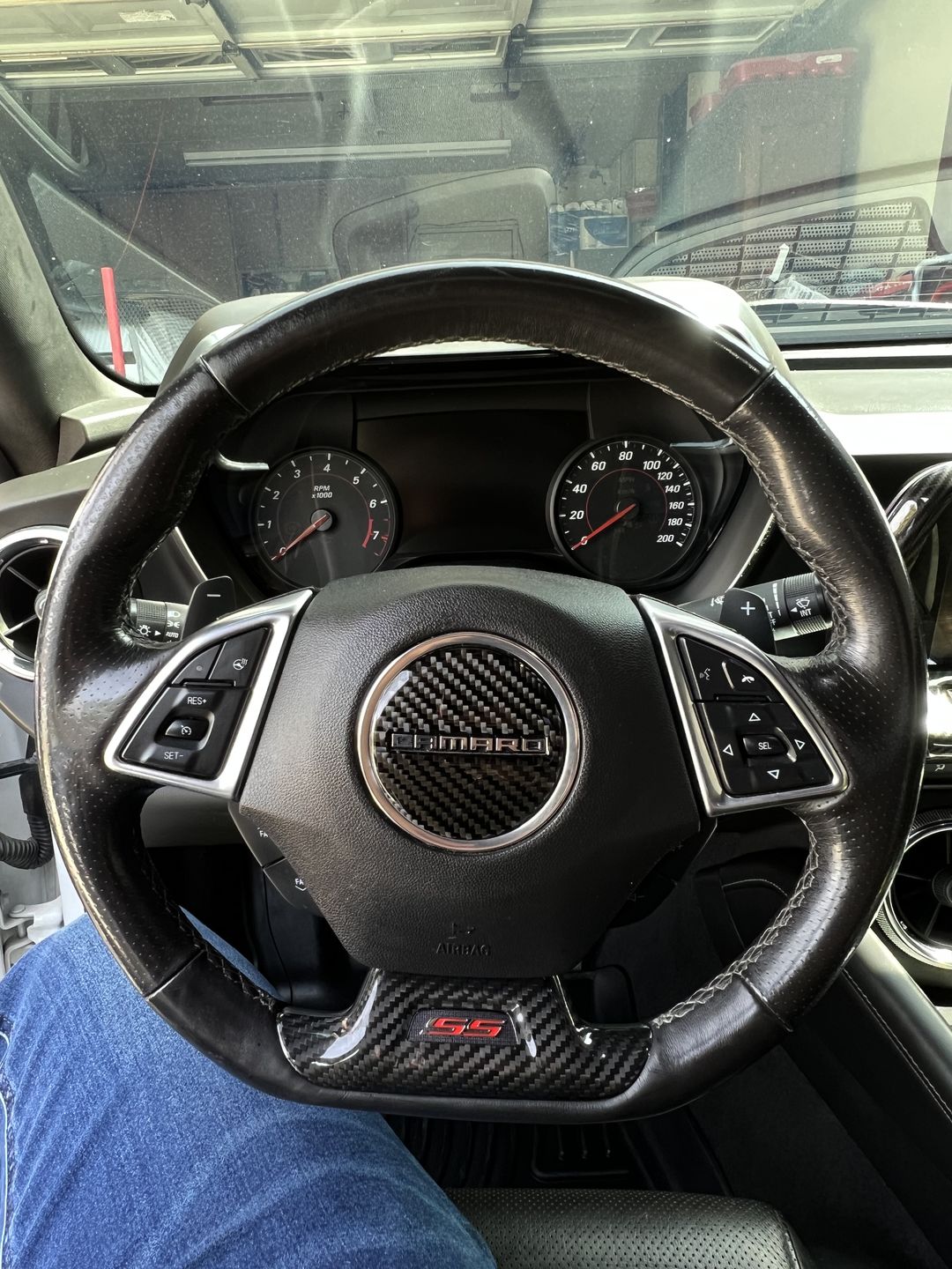Customer photo review of Carbon Fiber Steering Wheel Center Overlay For Chevy Camaro 2016-2023