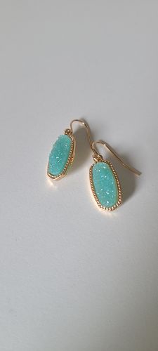 Customer photo review of Olivia Earrings in Aqua Stone