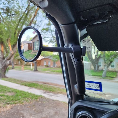Customer photo review of JL/JLU A-Pillar Side Jeep Mirrors with Base Mount Driver AND Passenger