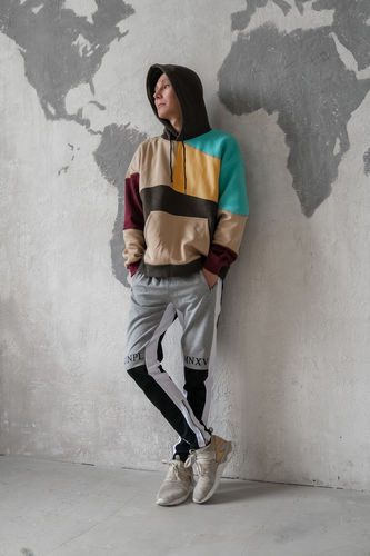 Customer photo review of Contrast Patchwork Hoodie