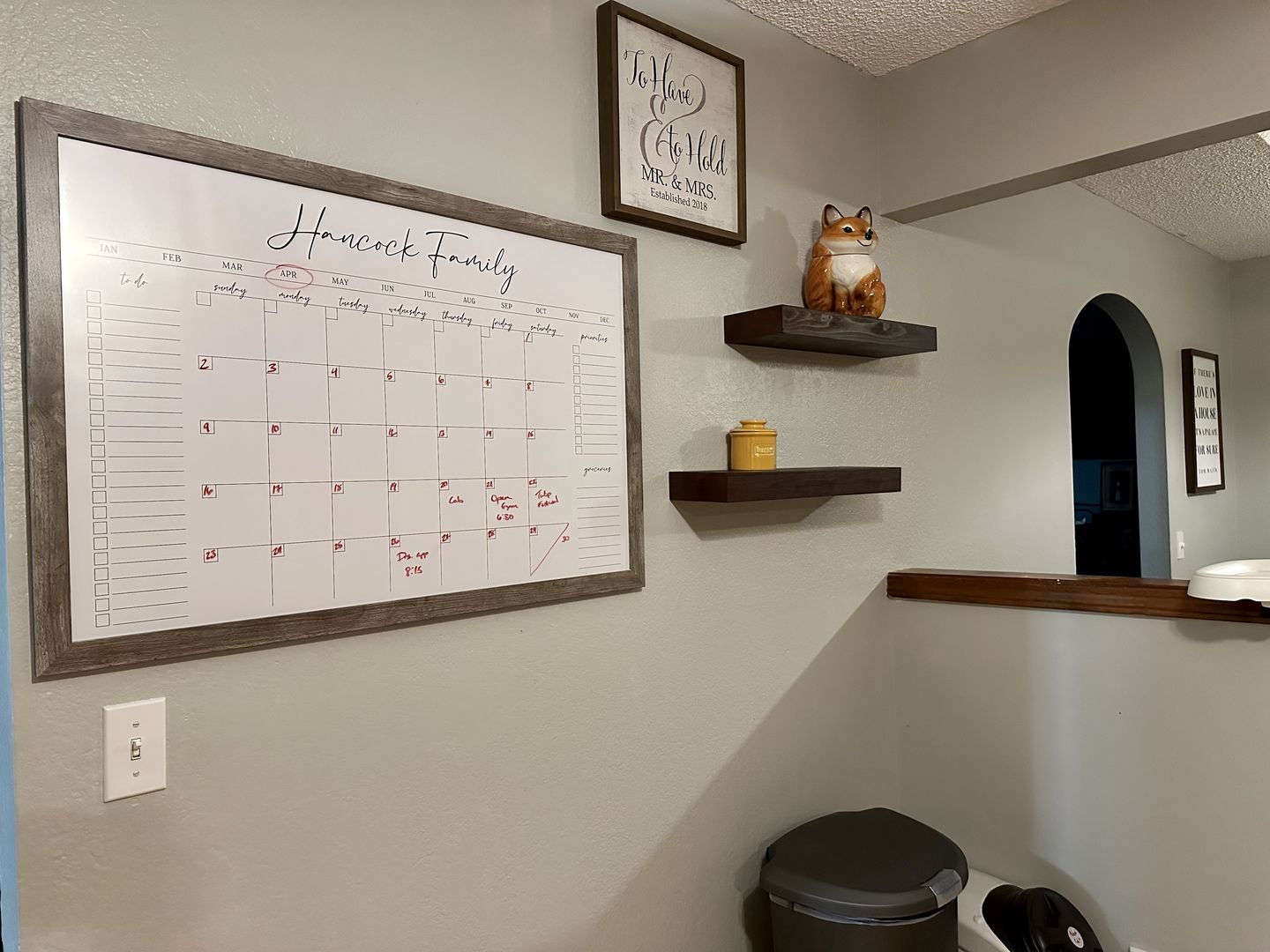 Customer photo review of Monthly Framed Whiteboard Calendar + 3 sections | Horizontal Pennington