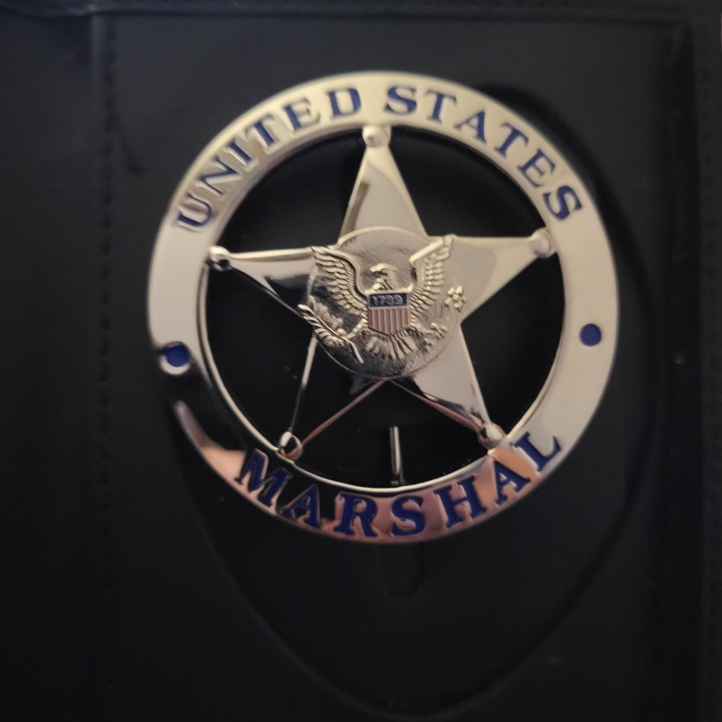 Customer photo review of US Federal Court Law Enforcement MARSHAL Badge Solid Copper Replica Movie Props