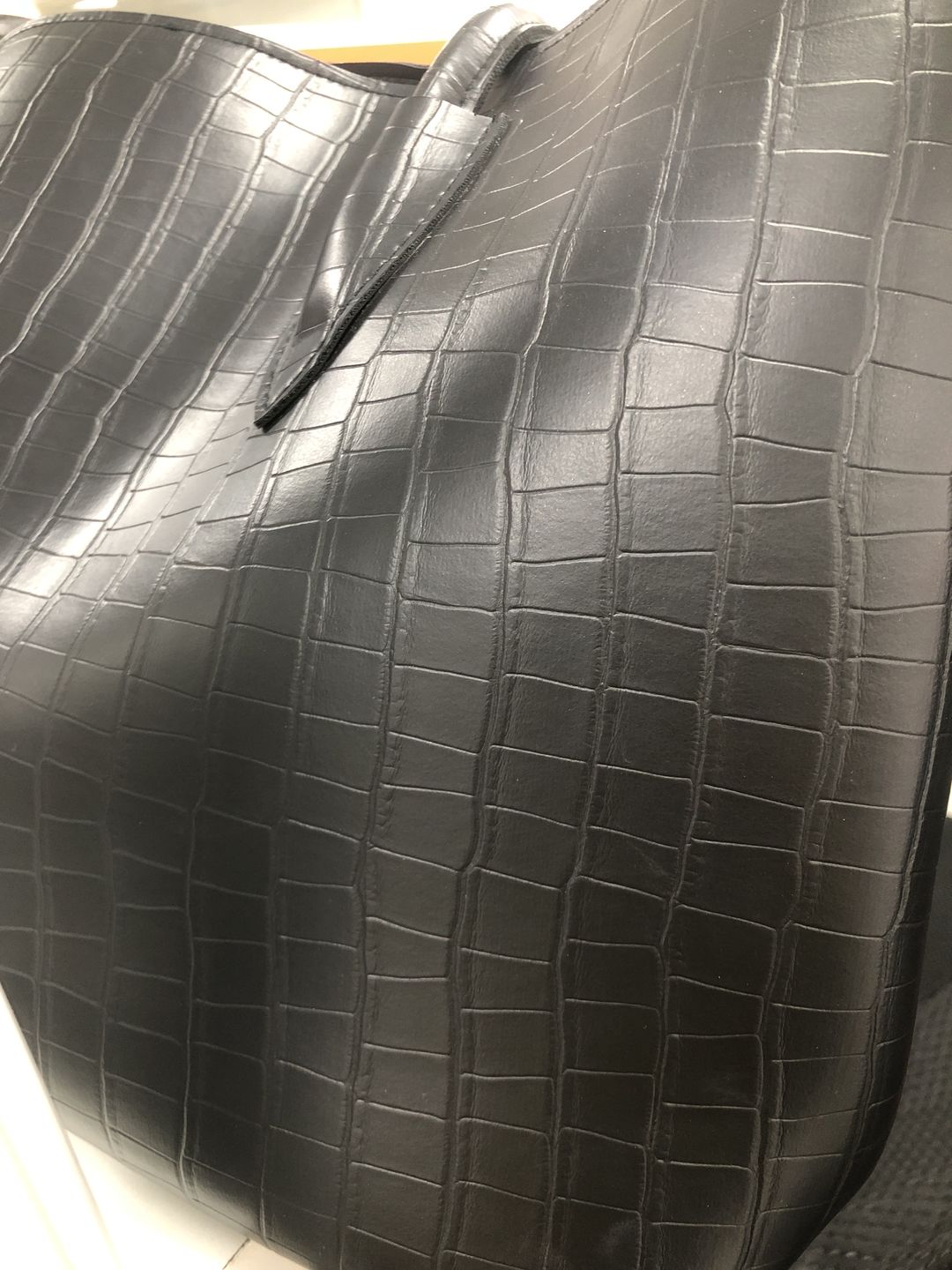 Customer photo review of Black Belle Croc Tote Bag