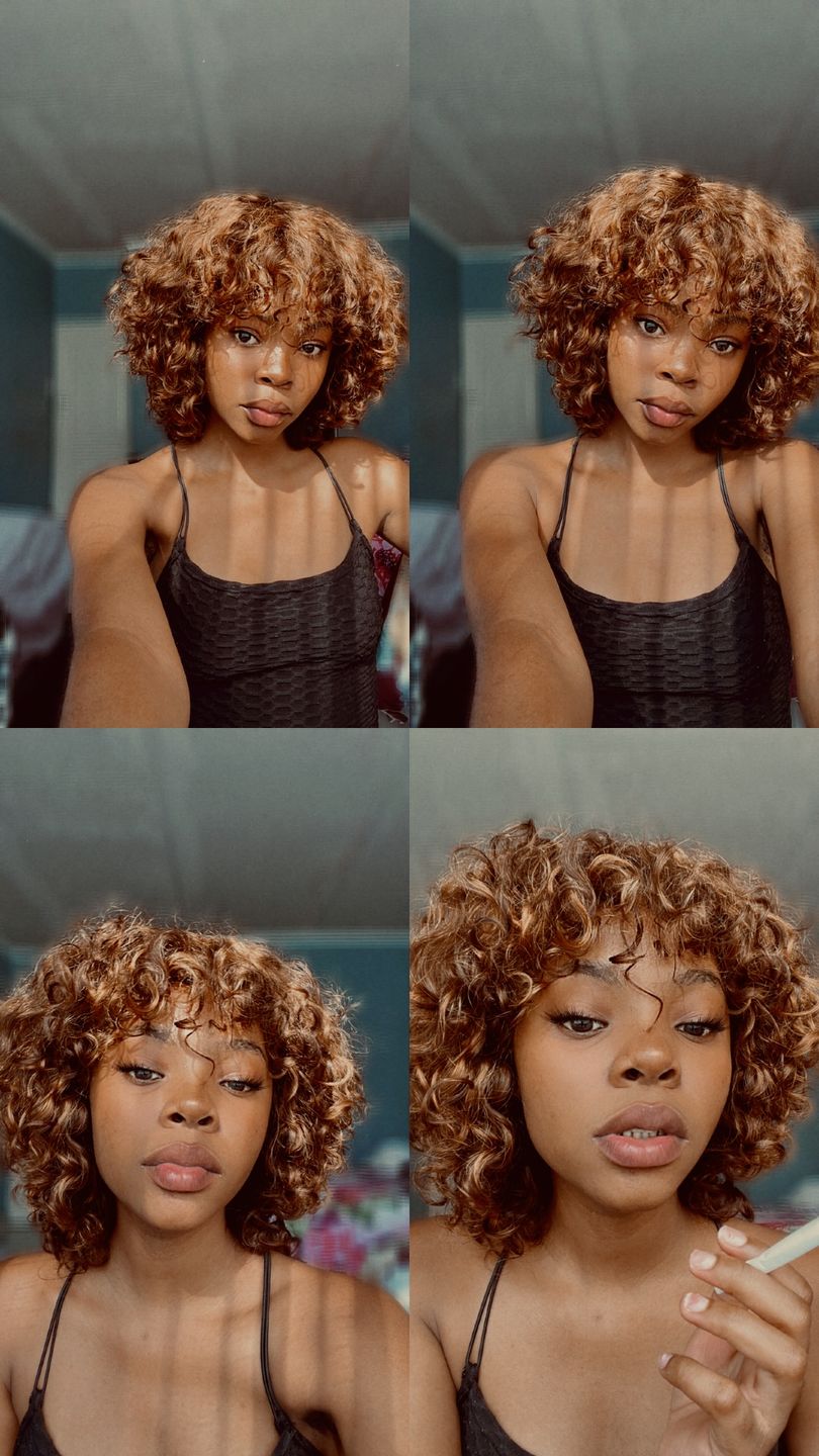Customer photo review of Colour : Double Drawn Highlighted Curly Fringe
