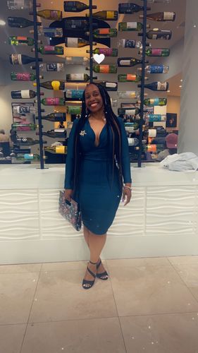 Customer photo review of Ashley Midi Dress (Hunter Green)