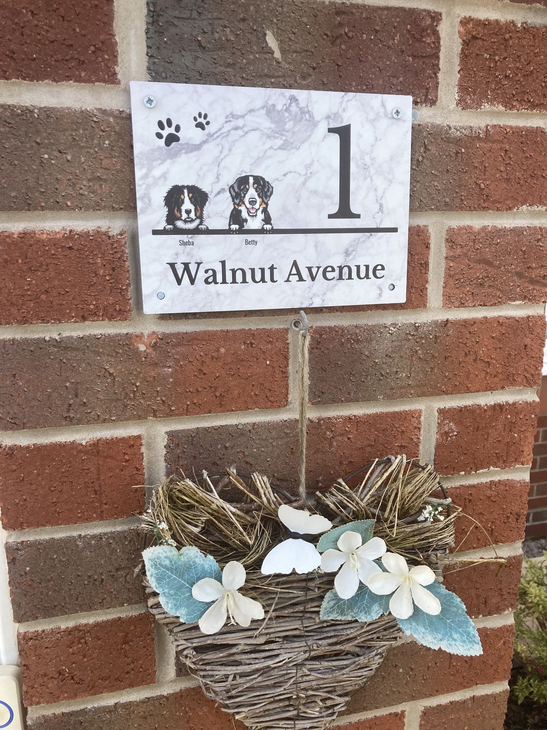 Customer photo review of House number marble look - Personalised door sign
