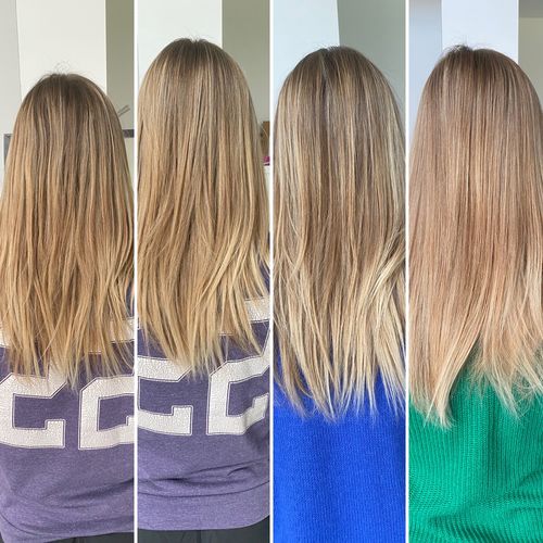 Customer photo review of Notre soin éclaircissant pour des cheveux rayonnants en moins de 5 minutes