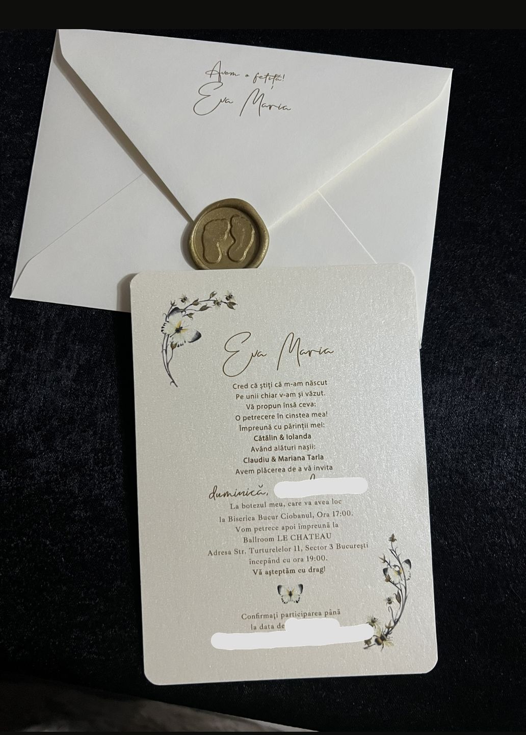 Customer photo review of Classical apes, invitație botez,fetiță/băiețel, handmade