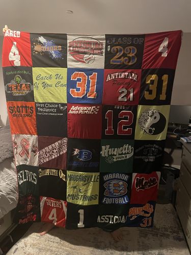 T-shirt quilt featuring celtics, warrior football by Misty from MD