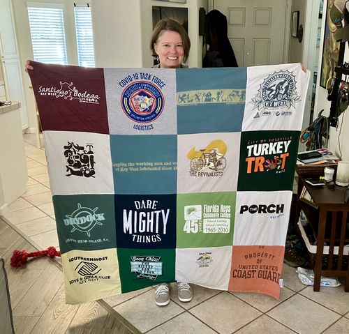 T-shirt quilt with community service, local events themes by Margaret from CA
