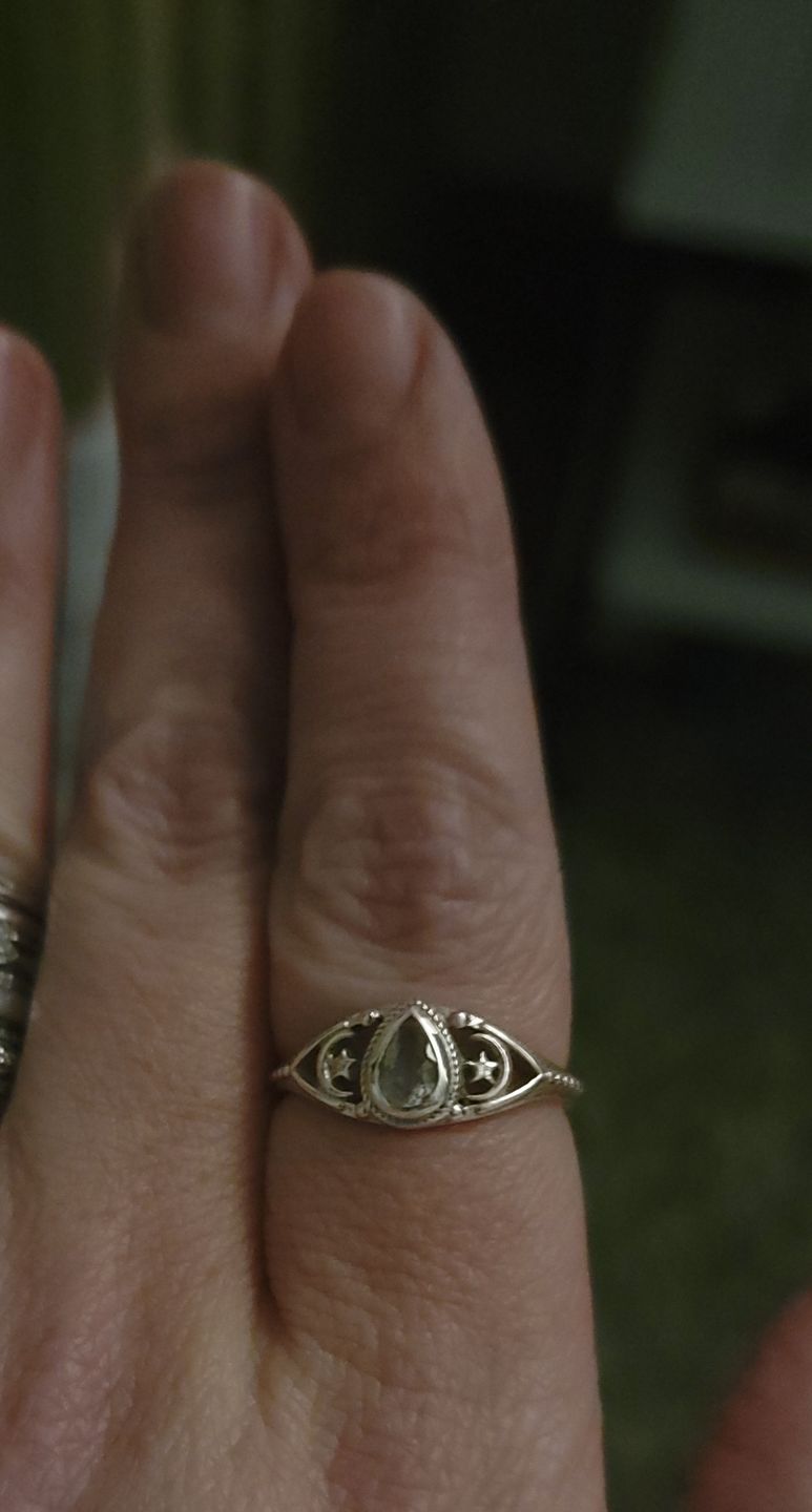 Customer photo review of Aquamarine Stars Moon Ring Sterling Silver