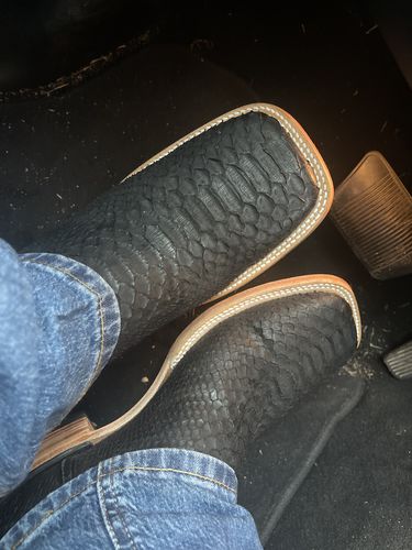 Customer photo review of Matte Black Python Boots