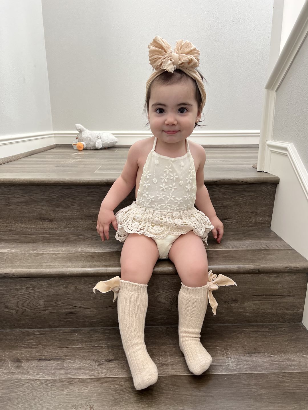 Customer photo review of Ruffled Headband- Champagne