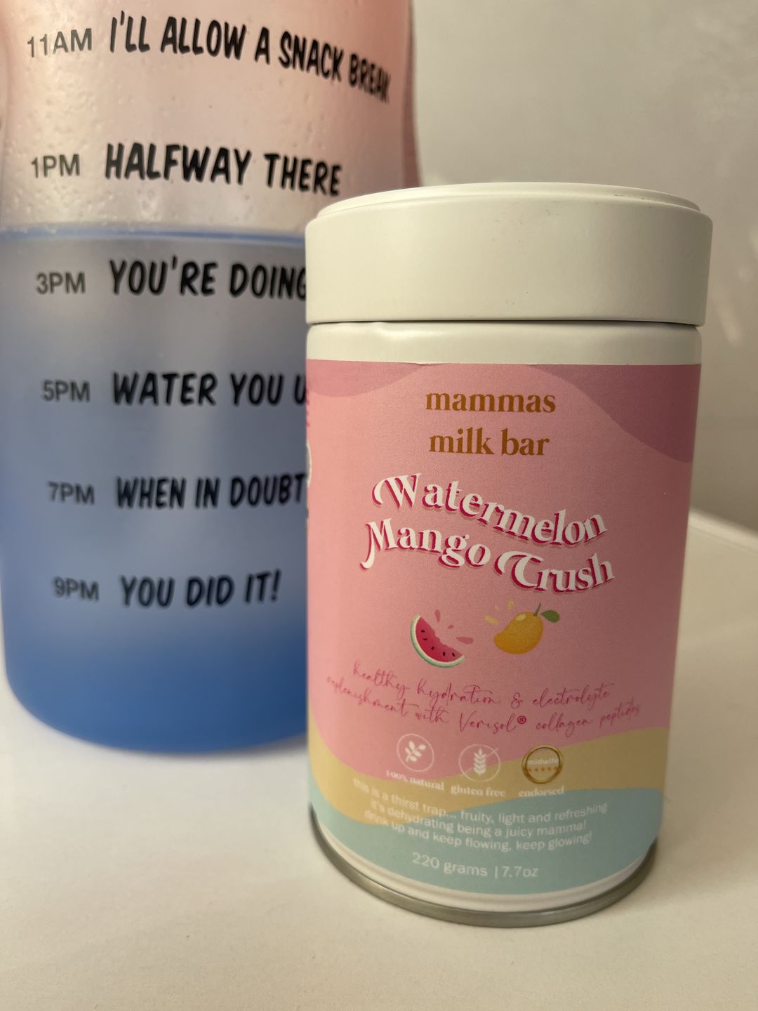 Customer photo review of Watermelon Mango Crush Hydration Electrolyte Drink with Verisol® Collagen