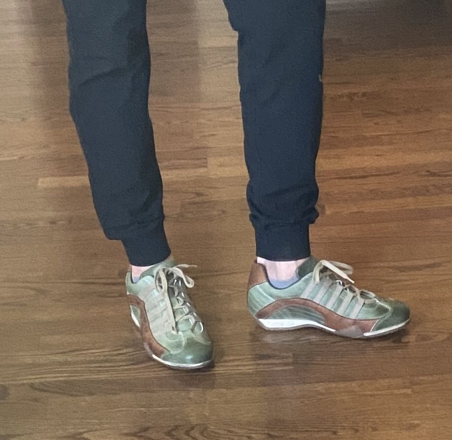 Customer photo review of Men's GrandPrix Sneaker in Verdolino (Green and Sand)